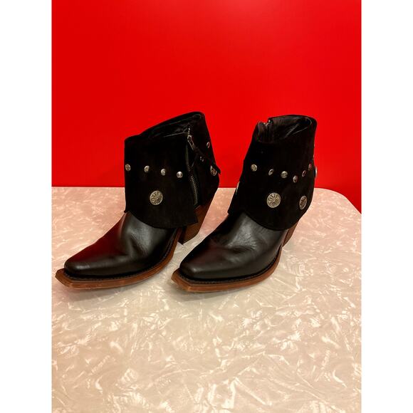 Reba by Justin Black Leather Ankle Boots, Women's Size 8.5B/EUR 39 - Picture 1 of 7